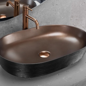 Lavoar ceramic pentru blat CLEO 61 Copper Bush / Black - REA - Img 2