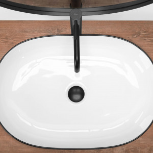Lavoar ceramic pentru blat Rea CLEO white Black edge - Img 8