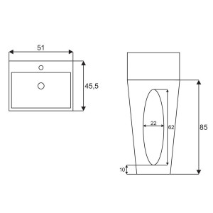 Lavoar de podea CUBIC alb 51x45,5x85 cm - Img 3