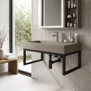 Lavoar din compozit Rea GOYA TAUPE 70CM + Cadru - Img 4