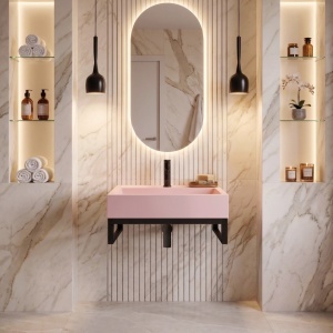Lavoar pentru blat GOYA PINK 50CM + Cadru - Img 3
