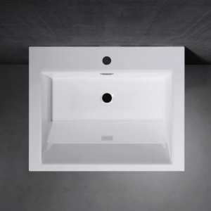 Lavoar stativ EGO 07, Alb, lucios, 60x48x83 cm, montaj podea, compozit marmura, gaura baterie, preaplin, design exclusivist - Img 6