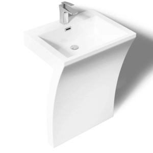 Lavoar stativ EGO 07, Alb, lucios, 60x48x83 cm, montaj podea, compozit marmura, gaura baterie, preaplin, design exclusivist - Img 16