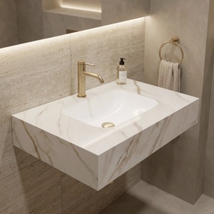 Lavoar suspendat REA Aresa Grey Gold 80 - Img 2