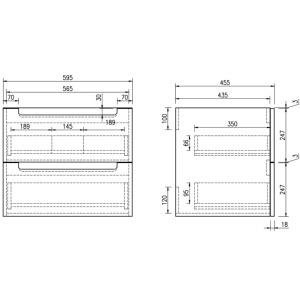 Mobilier lavoar suspendat alb cu blat alb LINDA 60,100,120 cm - Img 3