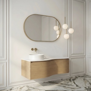 Mobilier lavoar suspendat VIENNA cu blat 120 cm stejar - Img 3