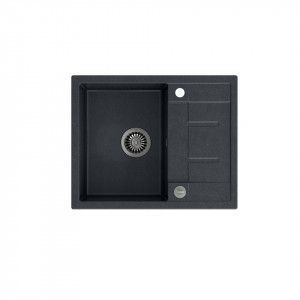 MORGAN 116 Chiuvetă încastrată cu 1 vas cu scurgere + sifon economisește spațiu / diamant negru / elemente din oțel