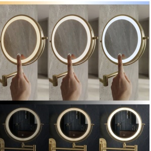 Oglindă LED Glow Old Gold – oglindă cosmetică elegantă cu iluminare LED și finisaj auriu vintage | disponibilă pe Deppo - Img 5