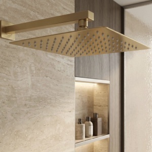Pălărie de duș pătrată REA JS-P015BG 30cm Brush Gold - Img 3