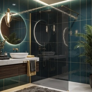 Paravan de dus Rea Flexi Grey / Brush Gold  - Img 8
