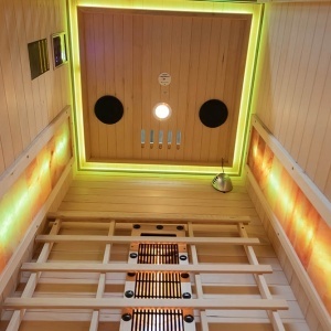 Saună cu infraroșu C1ST 90×90 cm cu piatră de sare, turmalină, LED și Bluetooth – saună uscată 1 persoană | Deppo - Img 19