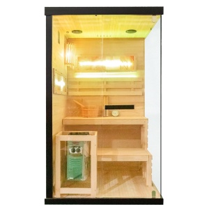 Sauna finlandeza cu temperatura inalta si soba Harvia 3.5kW pentru 1-2 persoane Lark 120 x 120 cm - Img 5