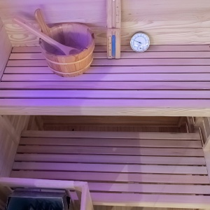 Sauna finlandeza cu temperatura inalta si soba Harvia 3.5kW pentru 1-2 persoane Lark 120 x 120 cm - Img 6