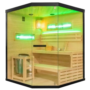 Sauna finlandeza cu temperatura inalta si soba Harvia 6kW pentru 4-5 persoane Lark 150 x 150 cm - Img 3