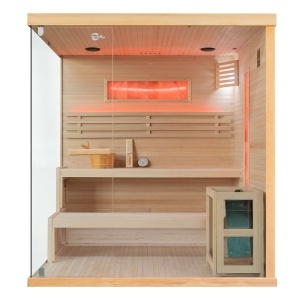 Sauna finlandeza cu temperatura inalta si soba Harvia 8kW pentru 4 persoane EP4S dreapta 180 x 160 cm - Img 2