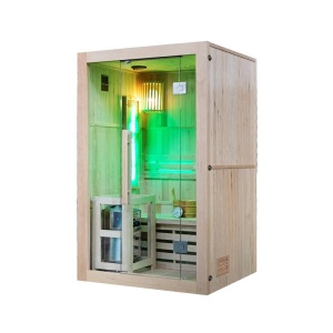 Saună finlandeză KEMI1 120×105 cm cu sobă HARVIA 3.5 kW – 1-2 persoane, saună tradițională, Hemlock, cromoterapie, Bluetooth | Deppo - Img 7