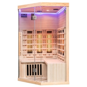 Saună uscată cu infraroșu ALTA6 120×120 cm – 2-3 persoane, Hemlock, încălzire carbon + quartz, Bluetooth, cromoterapie | Deppo - Img 6