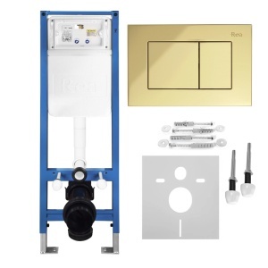 Set Cadru Îngropat Slim 024N pentru WC cu Buton J Gold
