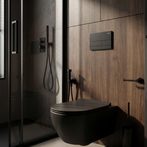 Set Cadru Îngropat Slim 024N pentru WC cu Buton T Black Matt - Img 4