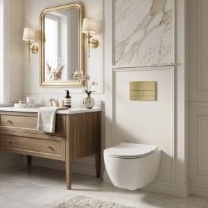 Set Cadru Îngropat Slim 024N pentru WC cu Buton T Brush Gold - Img 3