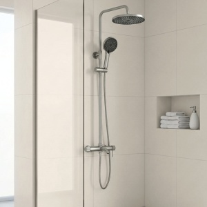 Set duș Lungo Stripe Brush Nickel – set complet de duș cu finisaj nichel periat și design modern | disponibil pe Deppo - Img 5
