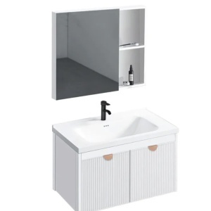 Set mobilier de baie cu lavoar Mario 60cm White - Img 6