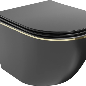 Set vas WC + Bideu FLSK Black/Gold edge - Img 5