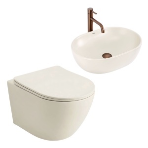 Set Vas WC Suspendat Focus + Lavoar pe Blat Rea Focus Creme