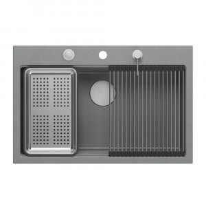 Statie de lucru incastrata Quadron Unique Marc gri - inox 76x50 cm - Img 7