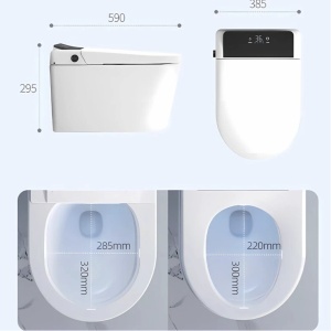 Vas wc smart, functie de bideu, capac incalzit, dezinfectare UV, cadru inclus, afisaj Led, Functii avansate, 59x38, Alb, Ralph - Img 17