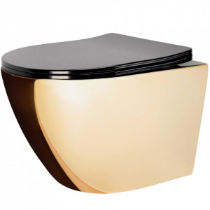 Vas WC suspendabil Carlo Mini Flat Gold/Black - Img 1