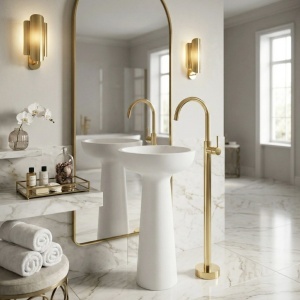 Baterie baie Lungo Gold – baterie pentru lavoar cu finisaj auriu elegant | disponibilă pe Deppo - Img 2