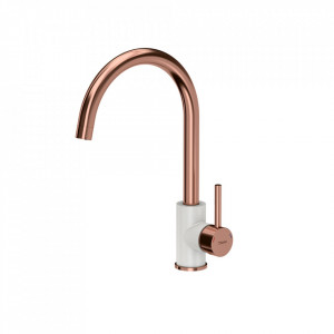 Baterie de bucătărie Ingrid SteelQ PVD rose gold/alb