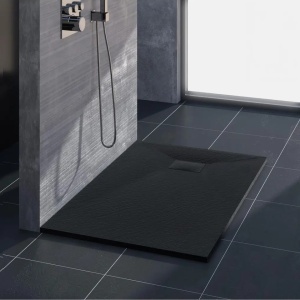 Cadita de dus dreptunghiulara imitatie piatra Magnum Black 100 x 80 cm neagra - Img 4