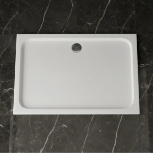 Cadita de dus dreptunghiulara slim din acril Belmond White 120 x 90 cm alba - Img 4