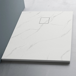 Cădiță de duș Slim din compozit SMC, finisaj alb marmorat, cu sifon inclus – 80×80 – 100×100 cm - Img 3