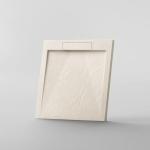 Cădiță de duș STONE 90×90 cm – Marmură Turnată, Bej Mat - Img 1