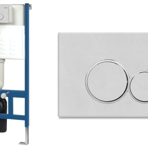 Cadru Set ascuns pentru vas WC cu buton E satin