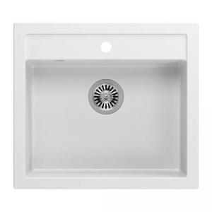 Chiuveta compozit incastrata Quadron Unique Bill 110 alb - inox 60x54 cm - Img 7