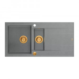 Chiuveta compozit incastrata Quadron Unique Evan 156 gri - cupru 100x50 cm - Img 1