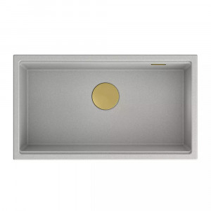 Chiuveta compozit sub blat Quadron Unique Clark gri - auriu 76x44 cm - Img 3