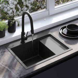 Chiuveta de bucatarie FIN , Model Modern 620x480mm , Culoare Black