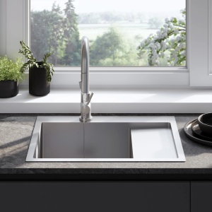 Chiuveta de bucatarie FIN , Model Modern, Culoare Brush Nickel - Img 6