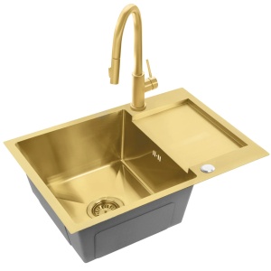 Chiuveta de bucatarie Inox PAUL, Model modern, Culoare Gold Brush - Img 4