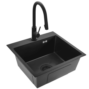 Chiuveta de bucatarie LEO, Model Modern 500x450mm, Culoare Black - Img 3