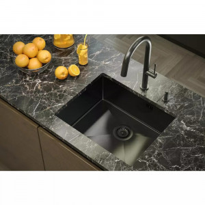 Chiuveta inox incastrata Quadron Anthony finisaj grafit metalizat 54x44 cm - Img 3