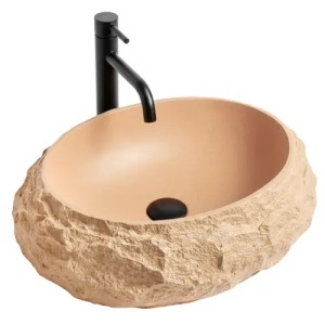 Chiuveta lavoar pe blat finisaj piatra Mika Light Terracotta