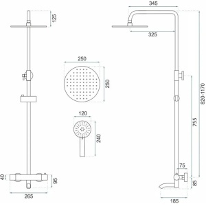 Coloana de dus cu termostat Lungo Titan - Img 4