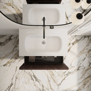 Dulap baie suspendat cu lavoar, model 3D, TERRA nuc, 80 cm - Img 3