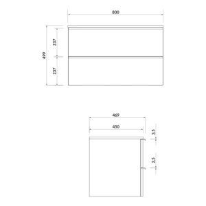 Dulap baza suspendat alb pentru lavoar pe blat Cersanit Virgo 80 cm - Img 2